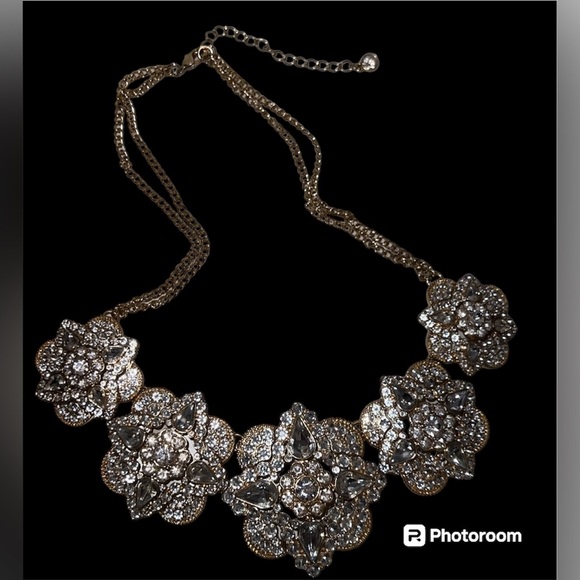 Gold Rhinestone Statement Necklace - Picture 3 of 6